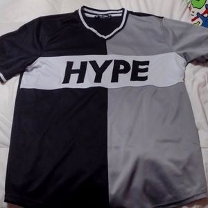 Large hype shirt half grey half black